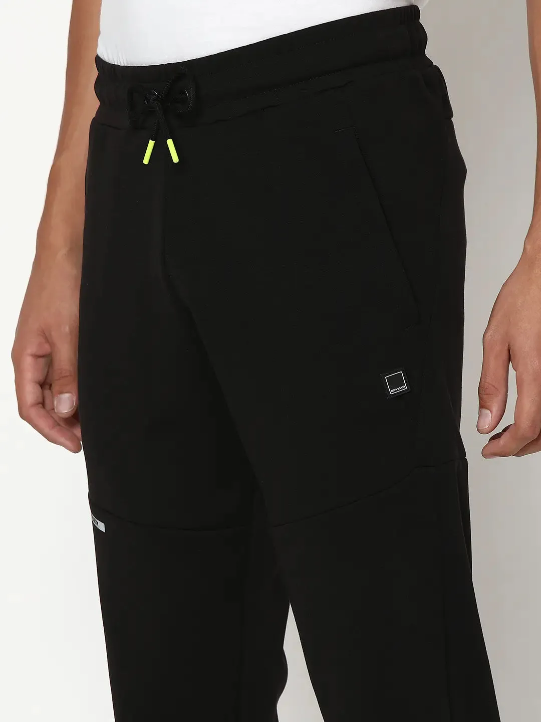 Spykar Men Black Blended Joggers Fit Plain Casual Joggers