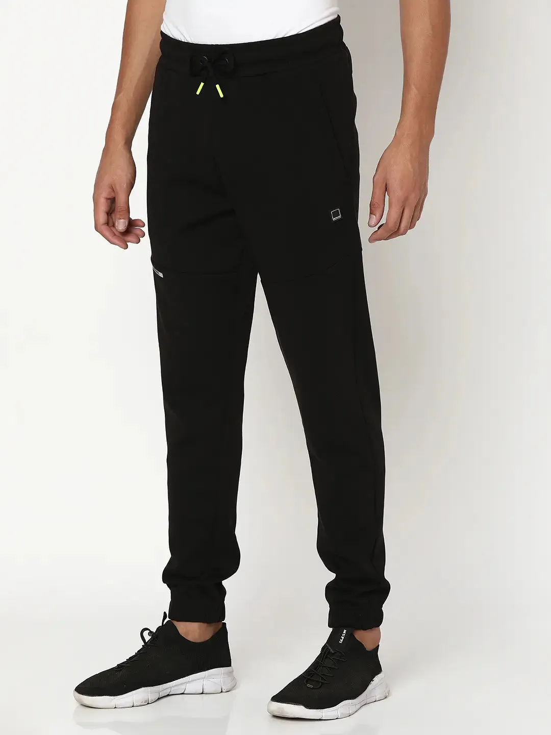 Spykar Men Black Blended Joggers Fit Plain Casual Joggers