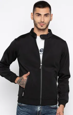 Spykar Men Black Solid Regular Fit Bomber Jacket