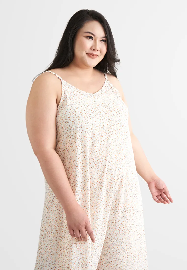 Starlet Floral Long Camisole Dress - Cream Yellow