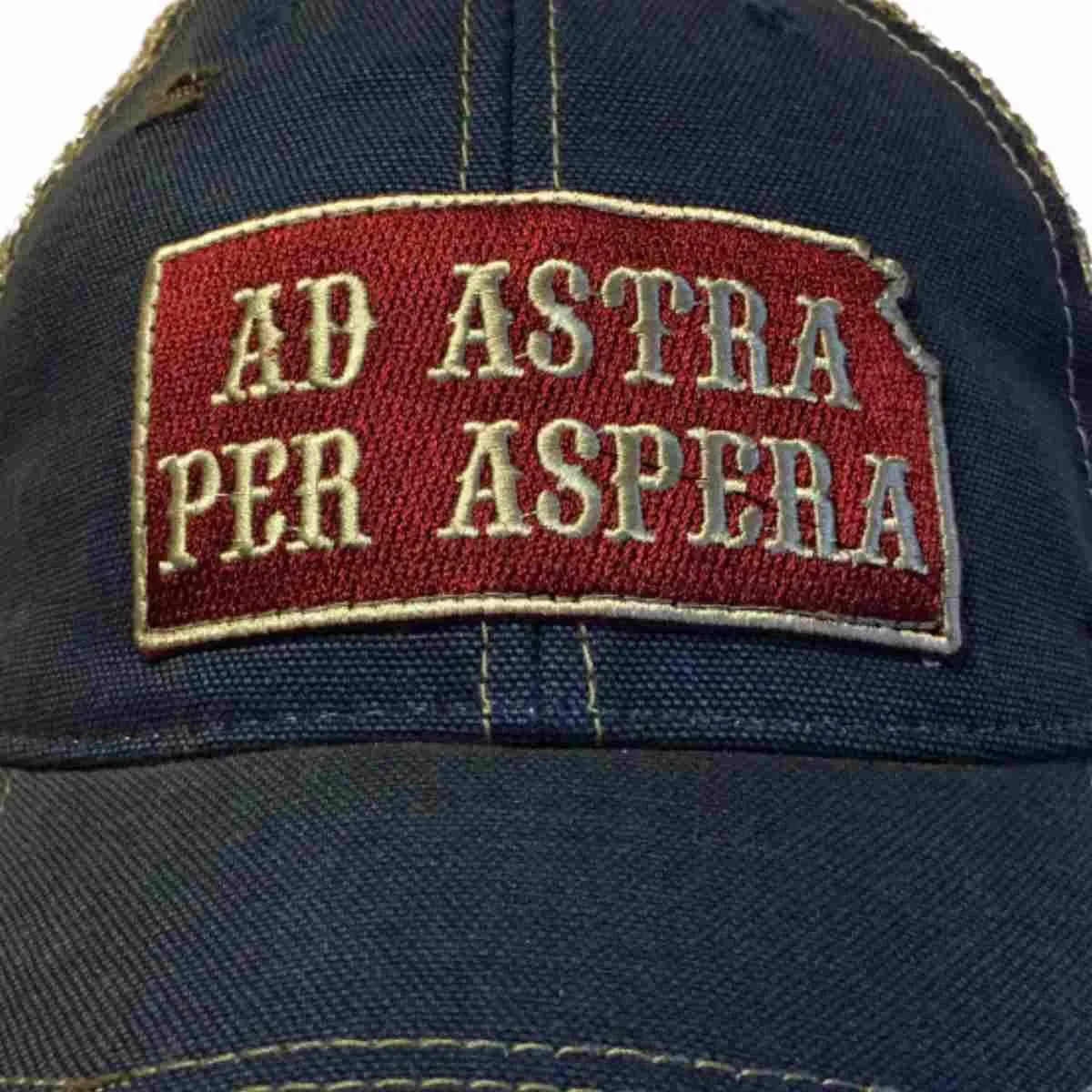 State of Kansas Motto "Ad Astra Per Aspera" Retro Brand Vintage Mesh Adj Hat Cap