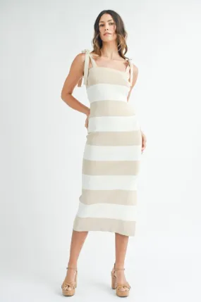 Stripe Sweater Midi Dress