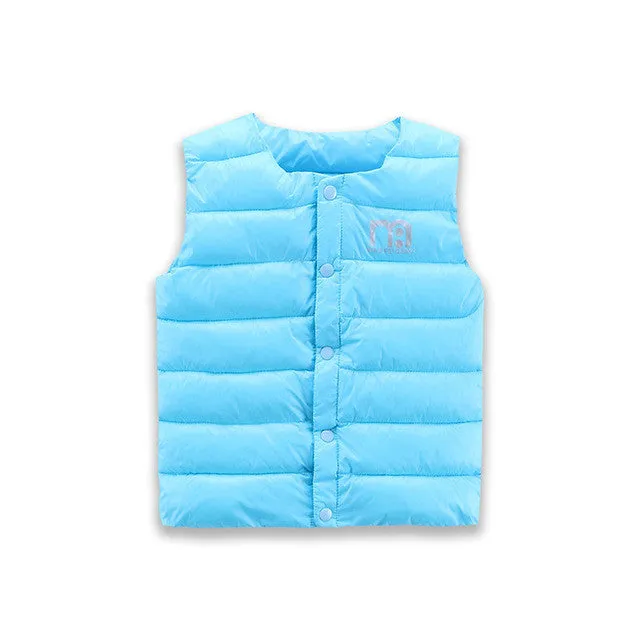 Sundae Angel Kids Girls Vests Children's Down Parkas Cotton Warm Vest Baby Girl Boy Sweet Solid Waistcoat Outerwear 1-6 Years