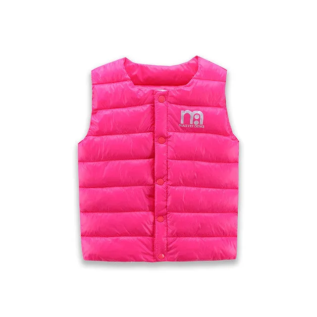 Sundae Angel Kids Girls Vests Children's Down Parkas Cotton Warm Vest Baby Girl Boy Sweet Solid Waistcoat Outerwear 1-6 Years