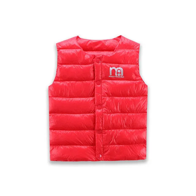 Sundae Angel Kids Girls Vests Children's Down Parkas Cotton Warm Vest Baby Girl Boy Sweet Solid Waistcoat Outerwear 1-6 Years