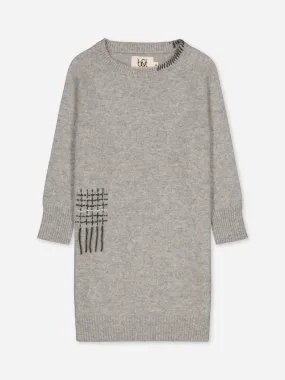 SWEATER DRESS EMBROIDERED GREY