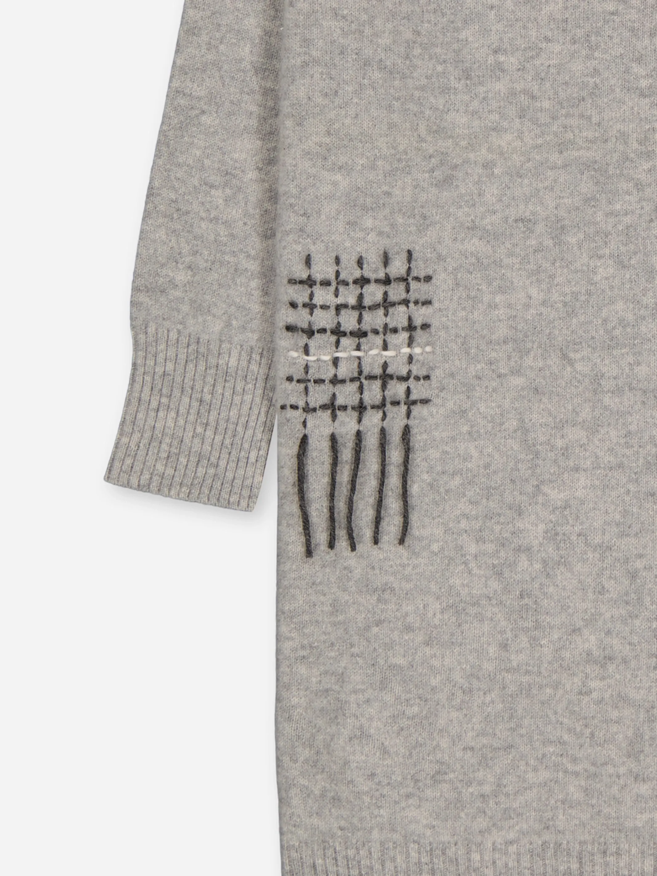 SWEATER DRESS EMBROIDERED GREY