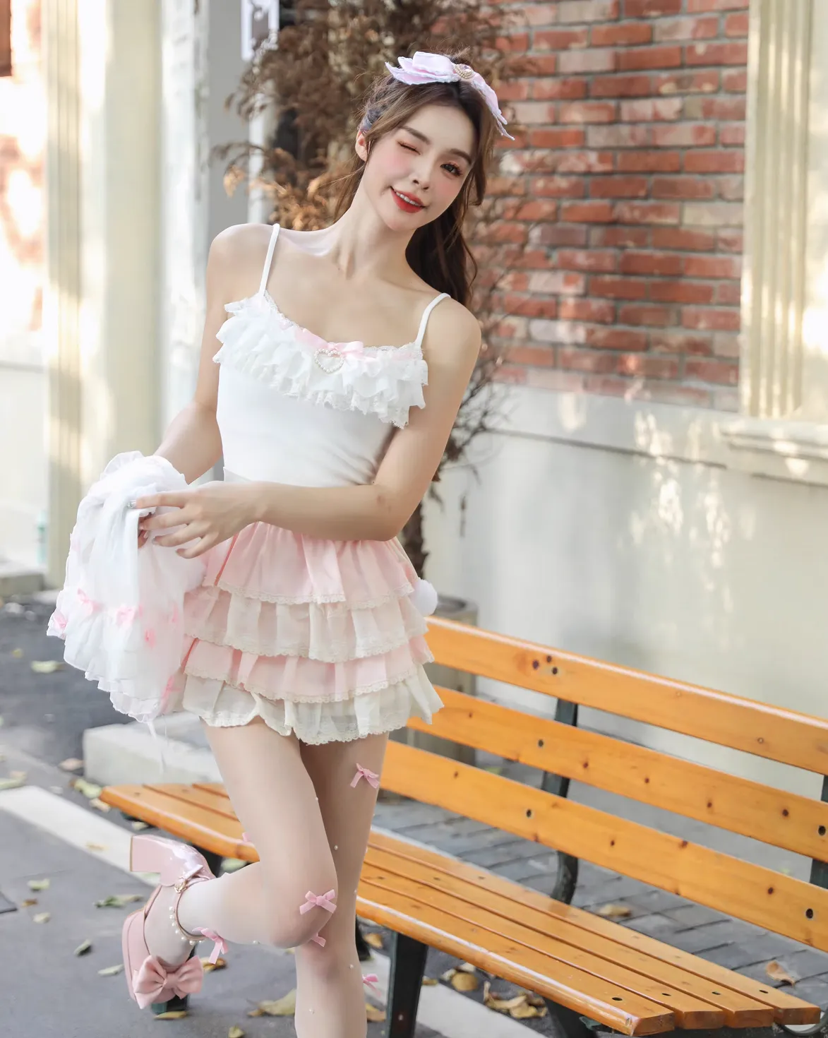 Sweetheart Princess Coquette Sweet White Pink Bow See Through Cardigan Tank Top Skirt Three Piece Set