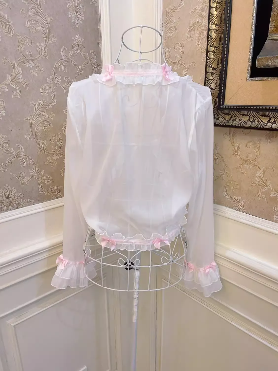 Sweetheart Princess Coquette Sweet White Pink Bow See Through Cardigan Tank Top Skirt Three Piece Set