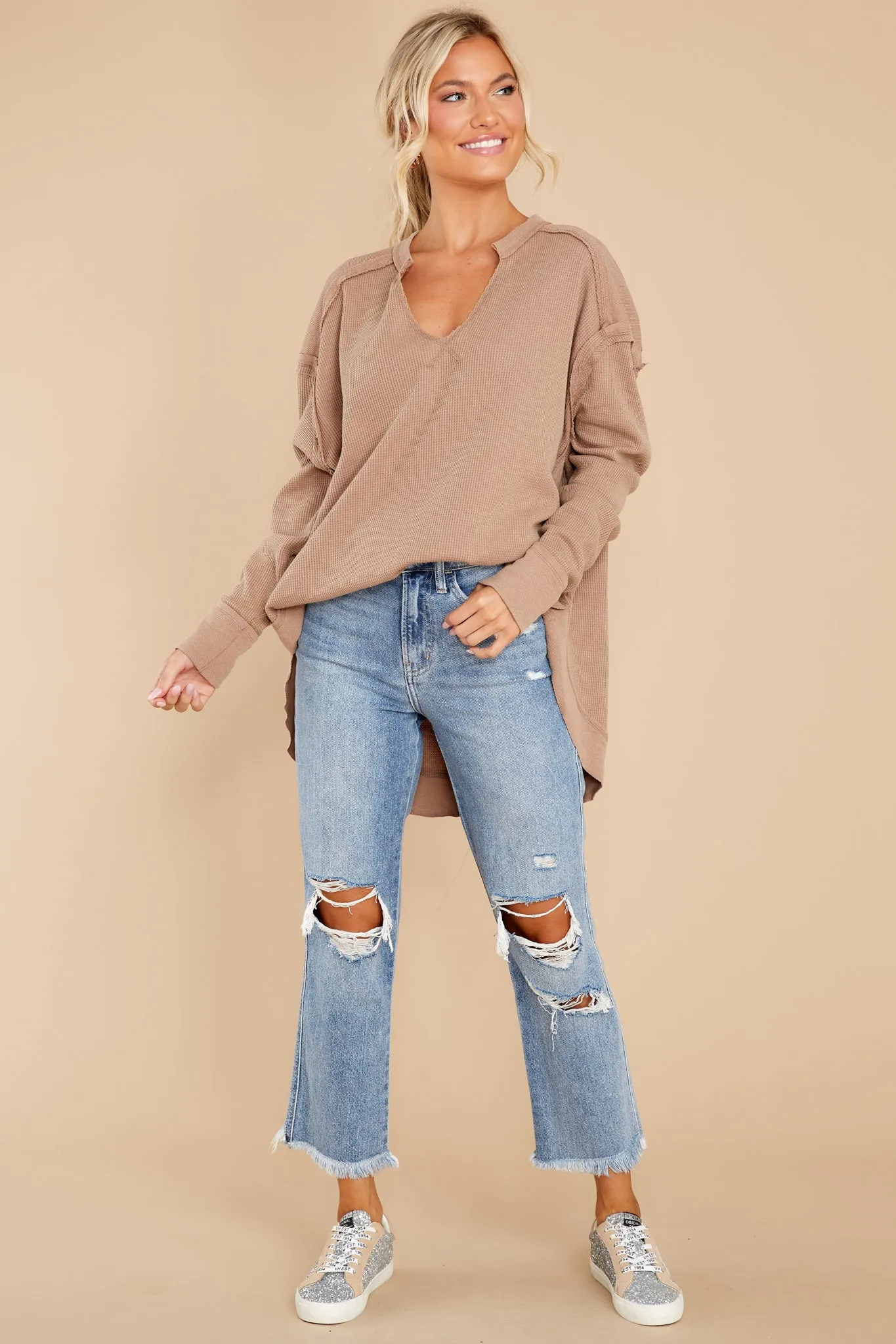 Take A Second Warm Taupe Top