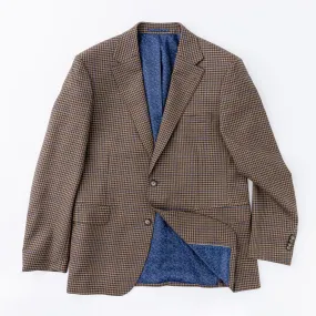 Tan Check with Blue Windowpane Wool Sport Coat