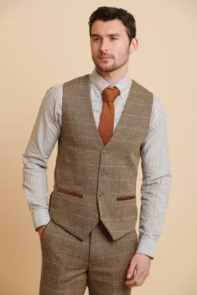 TED - Tan Tweed Check Waistcoat