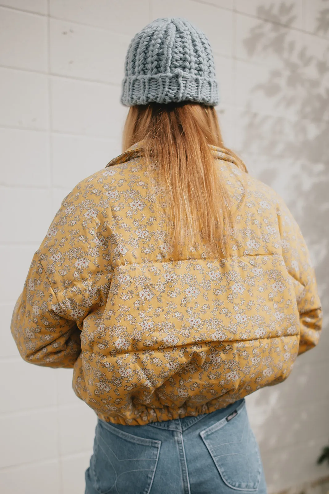 The Ditsy Puffy Jacket - Mustard Floral