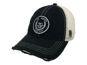 The Misfits Fiend Club Retro Brand Black Tan Mesh Tattered Worn Snapback Hat Cap