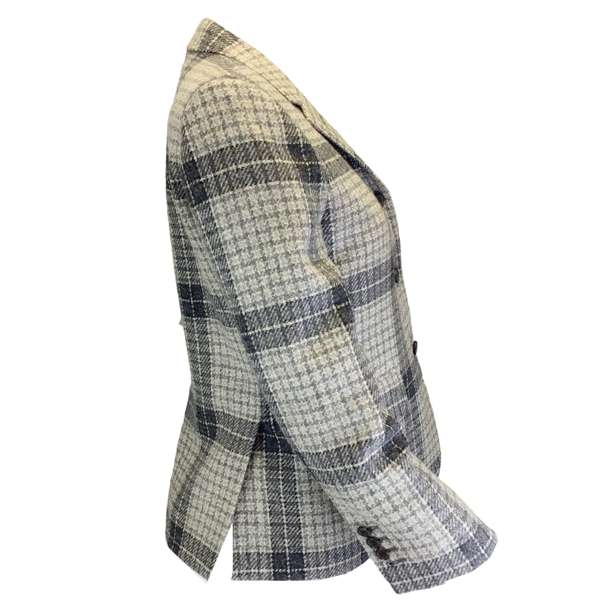 Thom Browne Grey Check-Patterned Buttoned Blazer