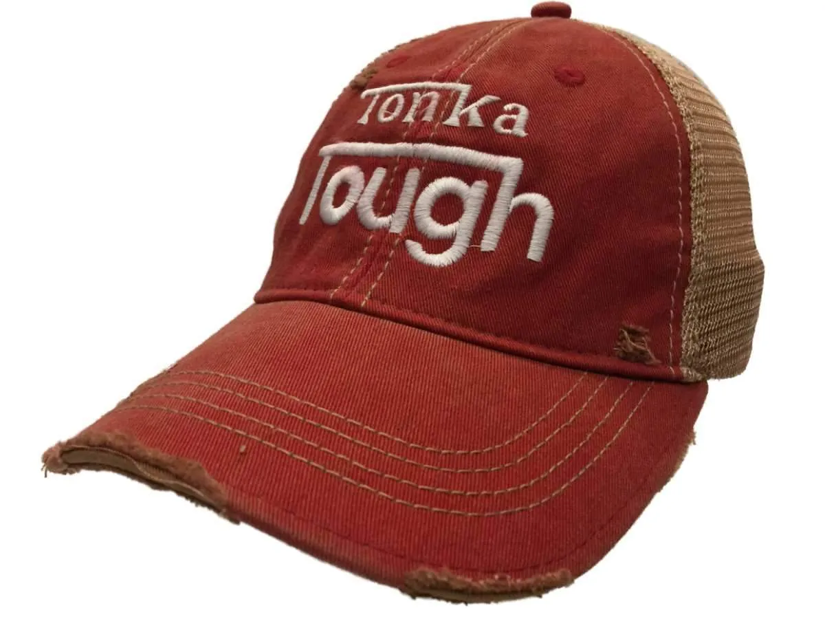 Tonka Tough Trucks Retro Brand Red Vintage Mesh Adjustable Snapback Hat Cap