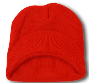 TopHeadwear Cuffless Jeep Visor Winter Beanie - Red