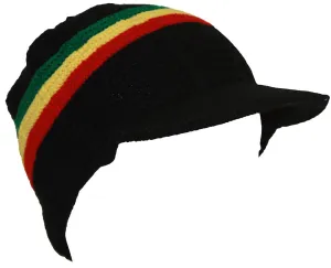 TopHeadwear's Cuffless Winter Beanie w/ Visor Brim SMALL/MEDIUM - Rasta