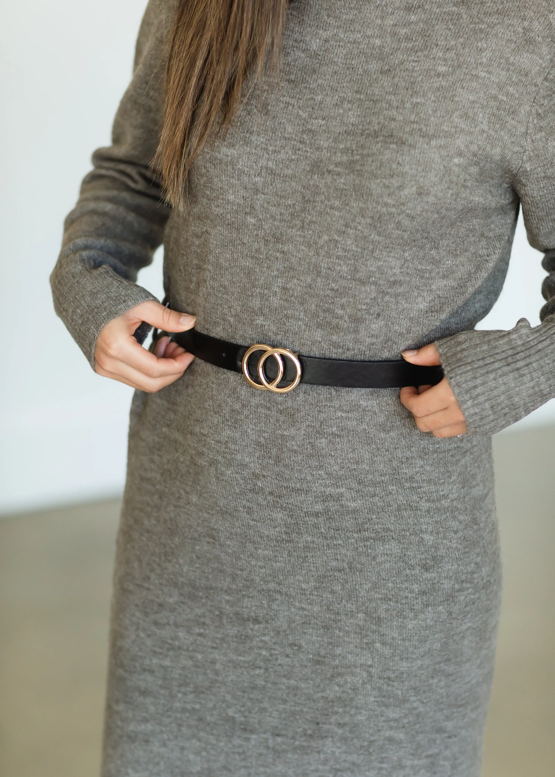 Turtleneck Sweater Midi Dress w/Belt - FINAL SALE