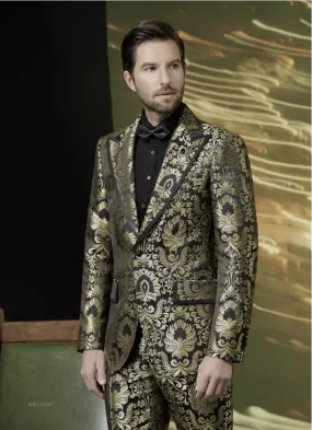 Tuxedo Gold and Black Patterned Brocade Jacket / Style Number J39215/220