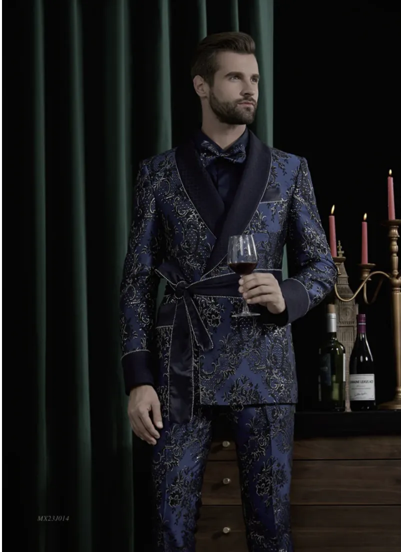 Tuxedo Navy & Blue Jacquard Patterned Jacket /  Style Number J39131/220