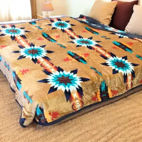 Twin Size Native Design Blanket (Beige)