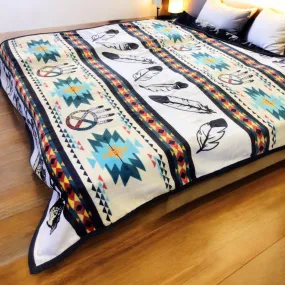 Twin Size Native Design Blanket (White)