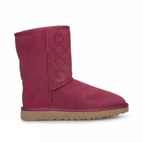 UGG Classic Short Crystal Diamond Oxblood Boots