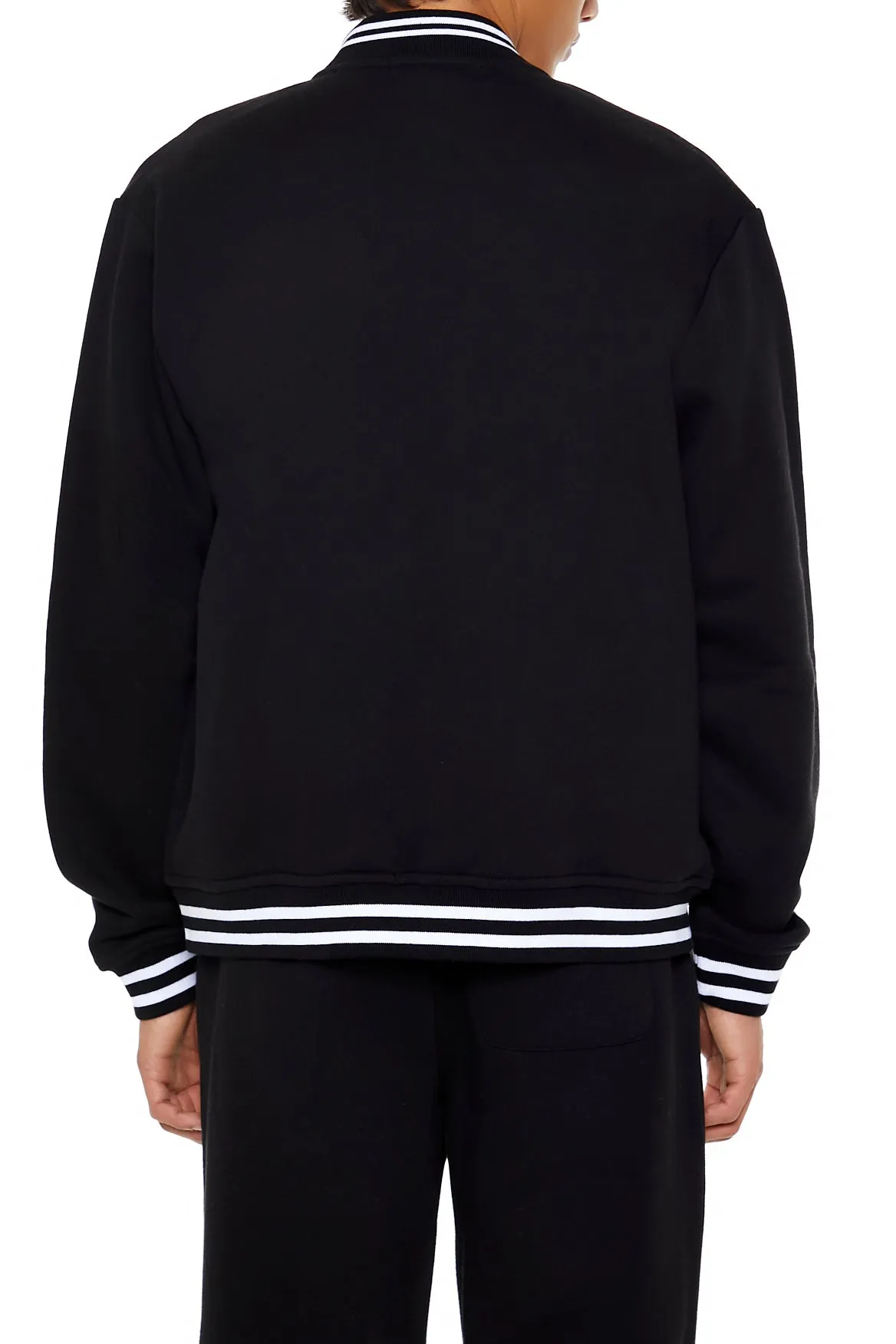 Varsity Striped Fleece Bomber Jacket