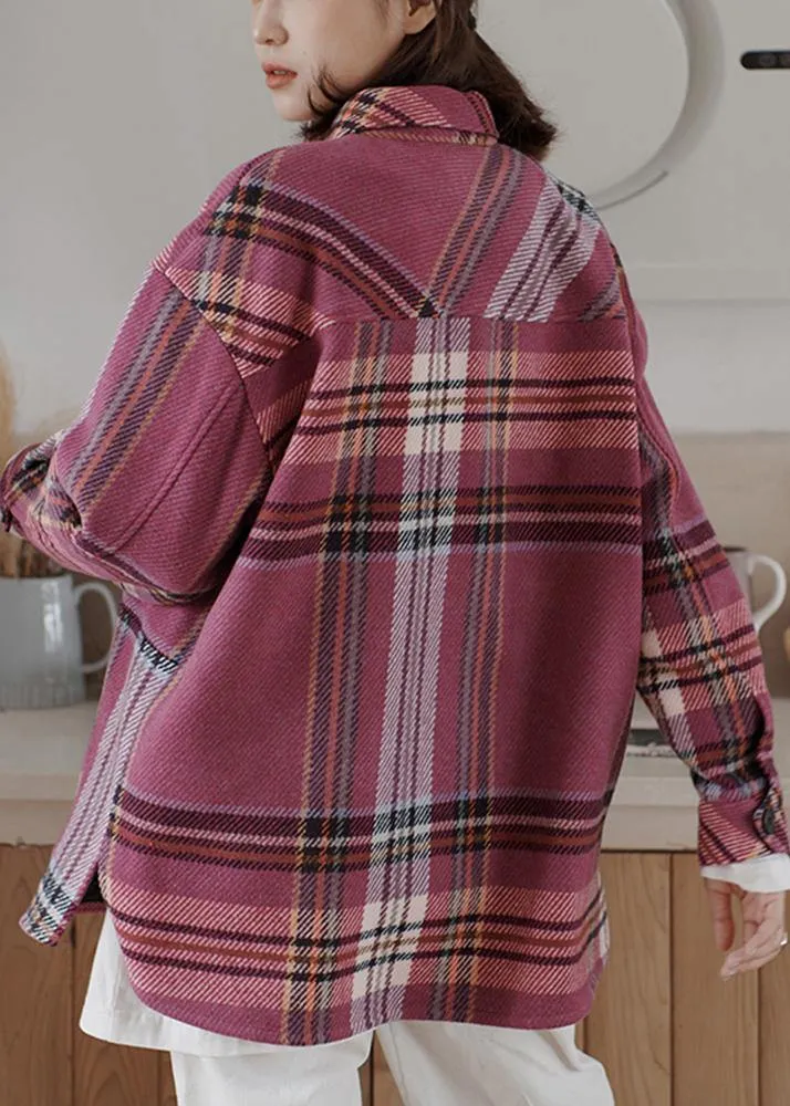 Vintage plaid woolen sweater female winter Korean version of the loose warm top