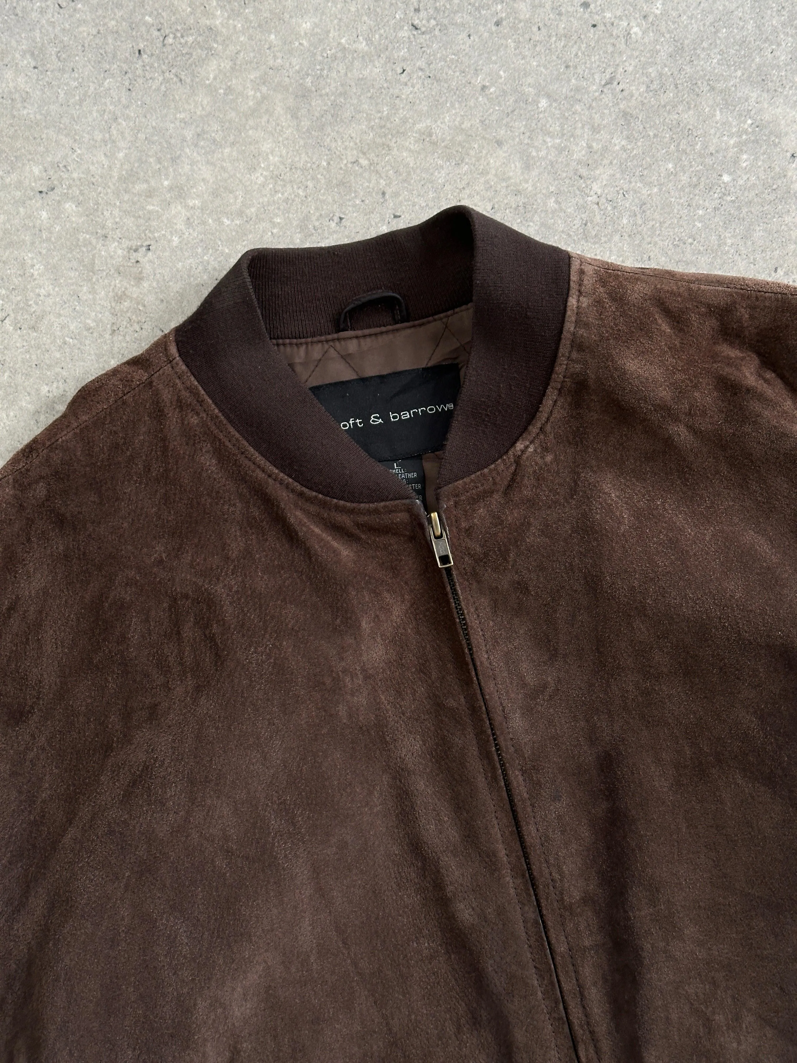 Vintage Suede Leather Bomber Jacket - XL