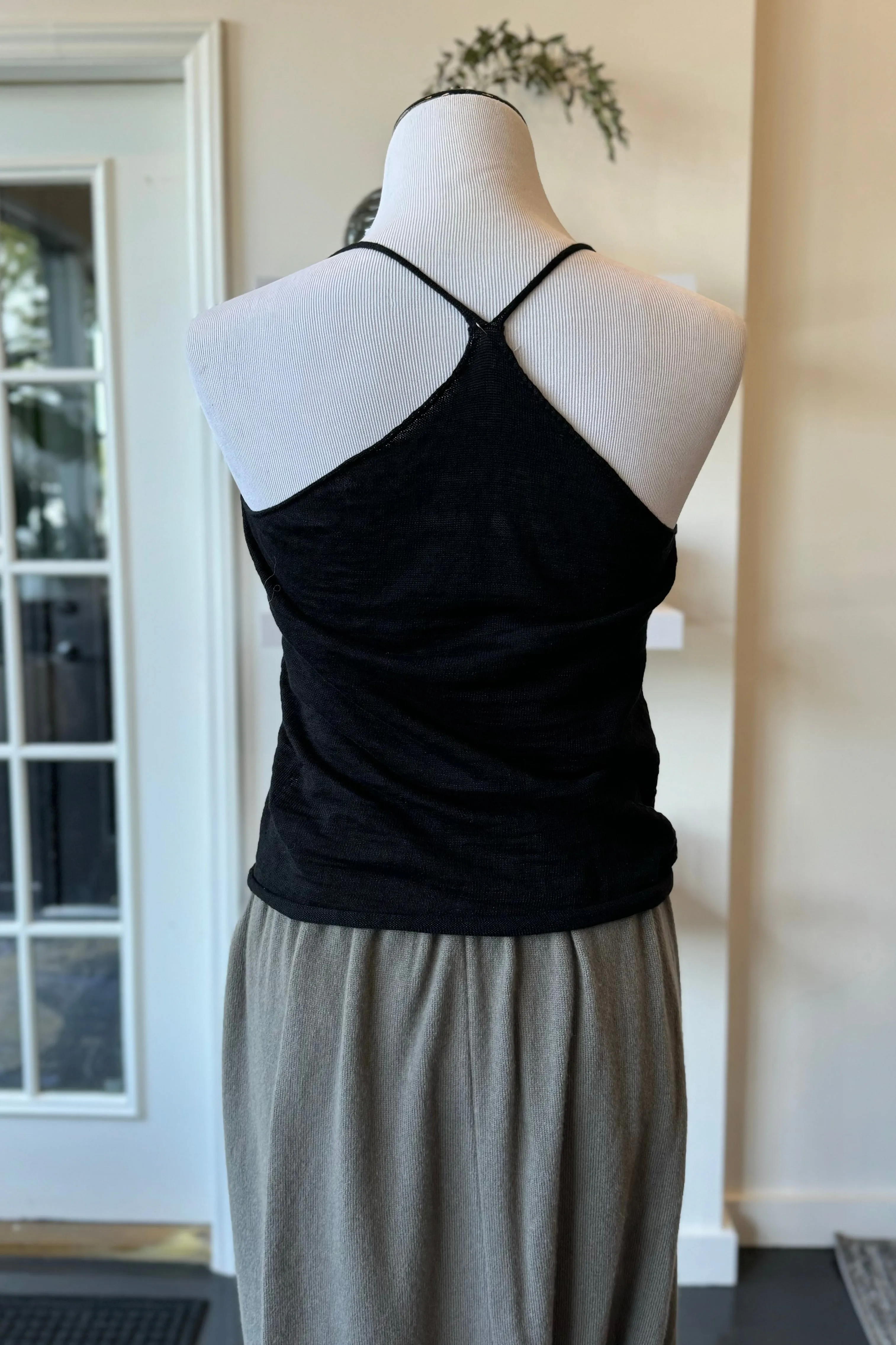 Washable Linen Camisole in Black