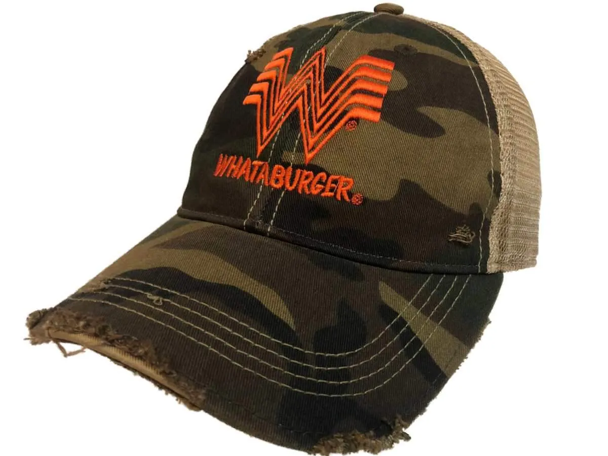 Whataburger Restaurant Retro Brand Camouflage Mesh Adj. Snapback Trucker Hat Cap