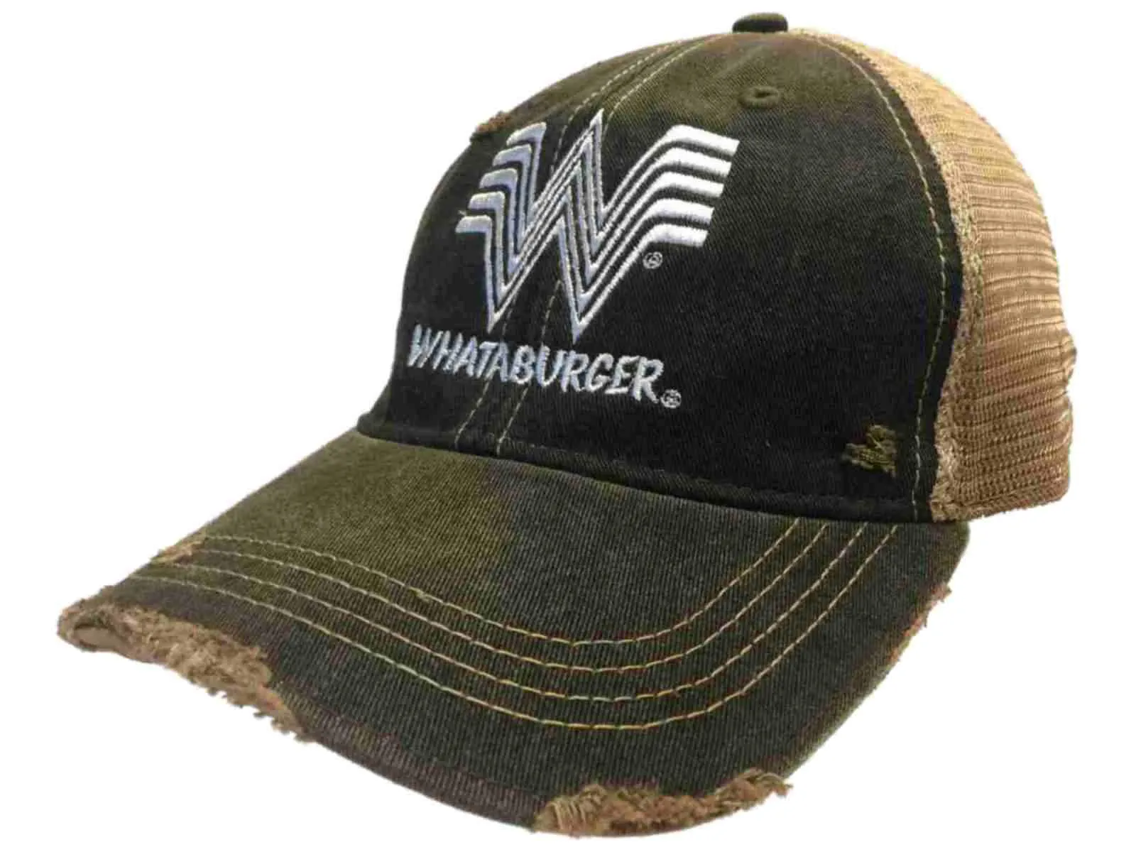 Whataburger Restaurant Retro Brand Mudwashed Mesh Adj. Snapback Trucker Hat Cap