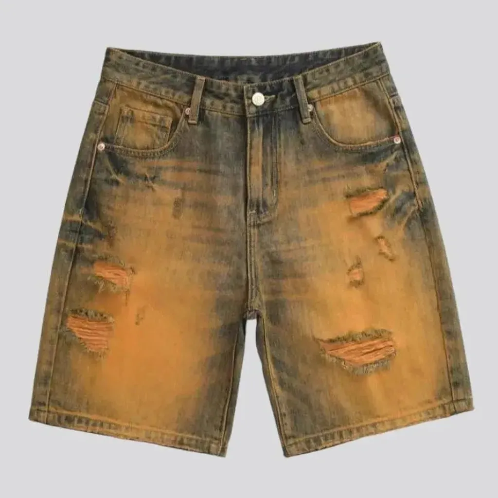 Whiskered men's jean shorts