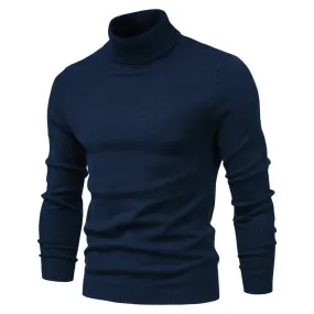 Winter Men Turtleneck Sweater Casual Solid Color Warm Pullover High Quality Slim High Neck Long Sleeve Sweater Men