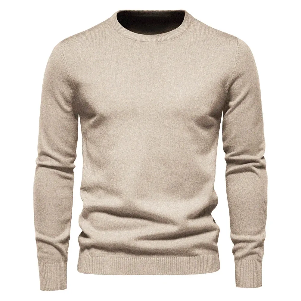 Winter Thickness Pullover Men O-neck Solid Color Long Sleeve Warm Slim Sweaters Men Men's Sweater Pull Male Clothing