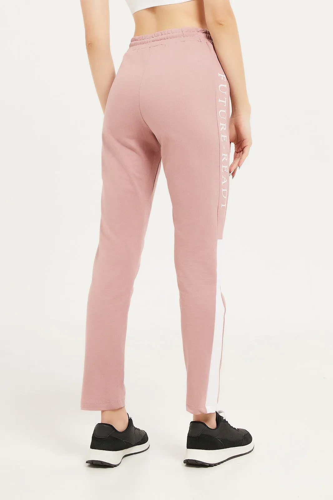 Women Pink Side Print Jogger