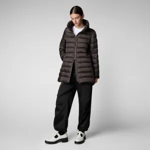 Women's Hooded Animal free Puffer Coat Lydia in brown black