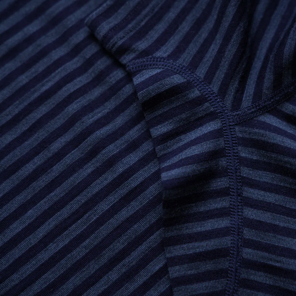 Womens Merino 150 Short Sleeve Crew (Stripe Navy/Denim)