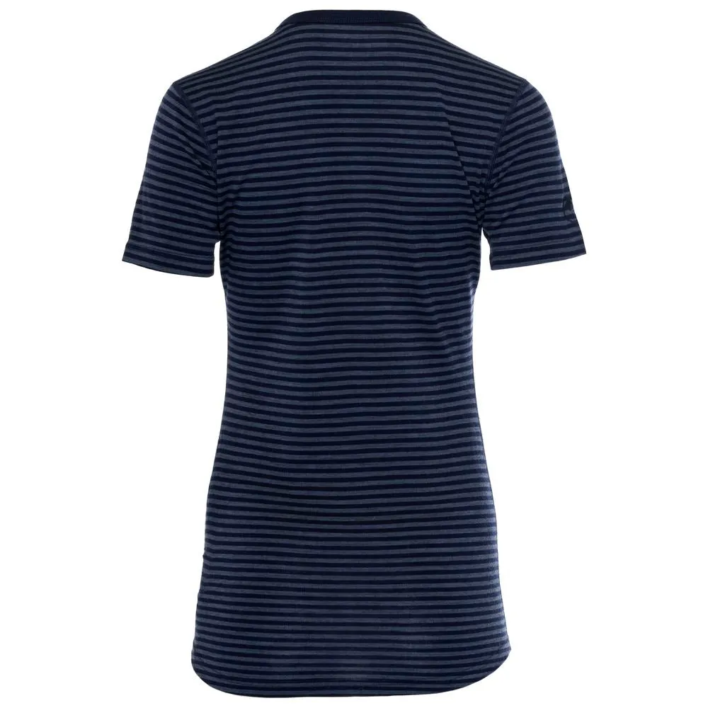 Womens Merino 150 Short Sleeve Crew (Stripe Navy/Denim)