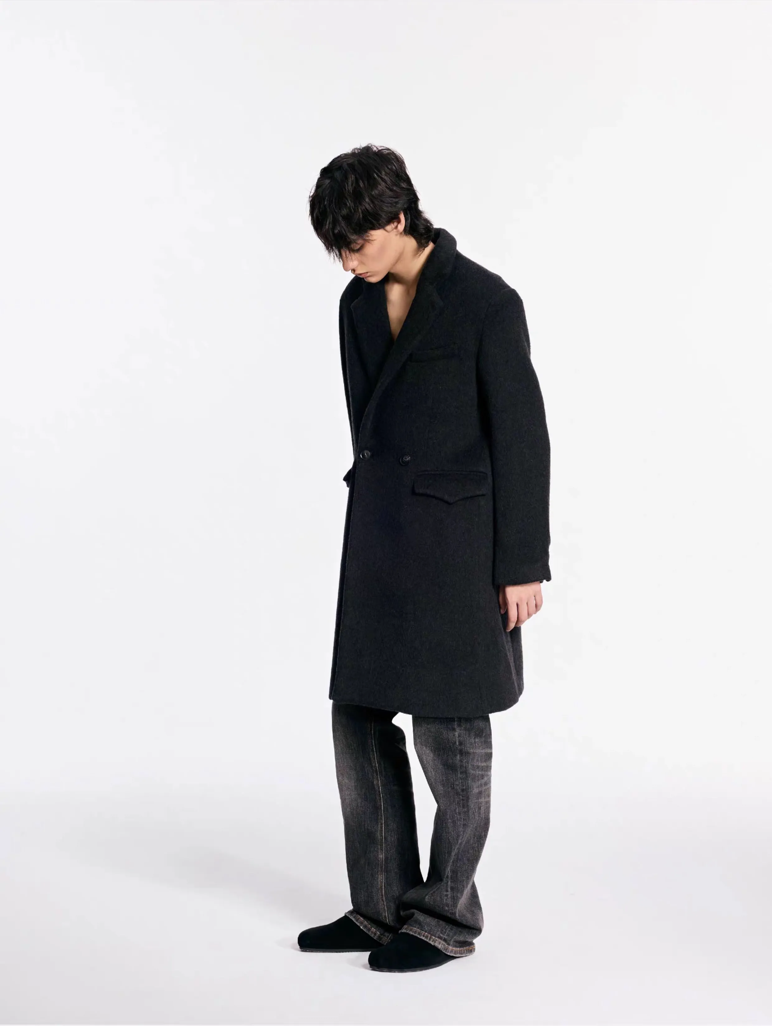 Wool & cashmere mid-length coat