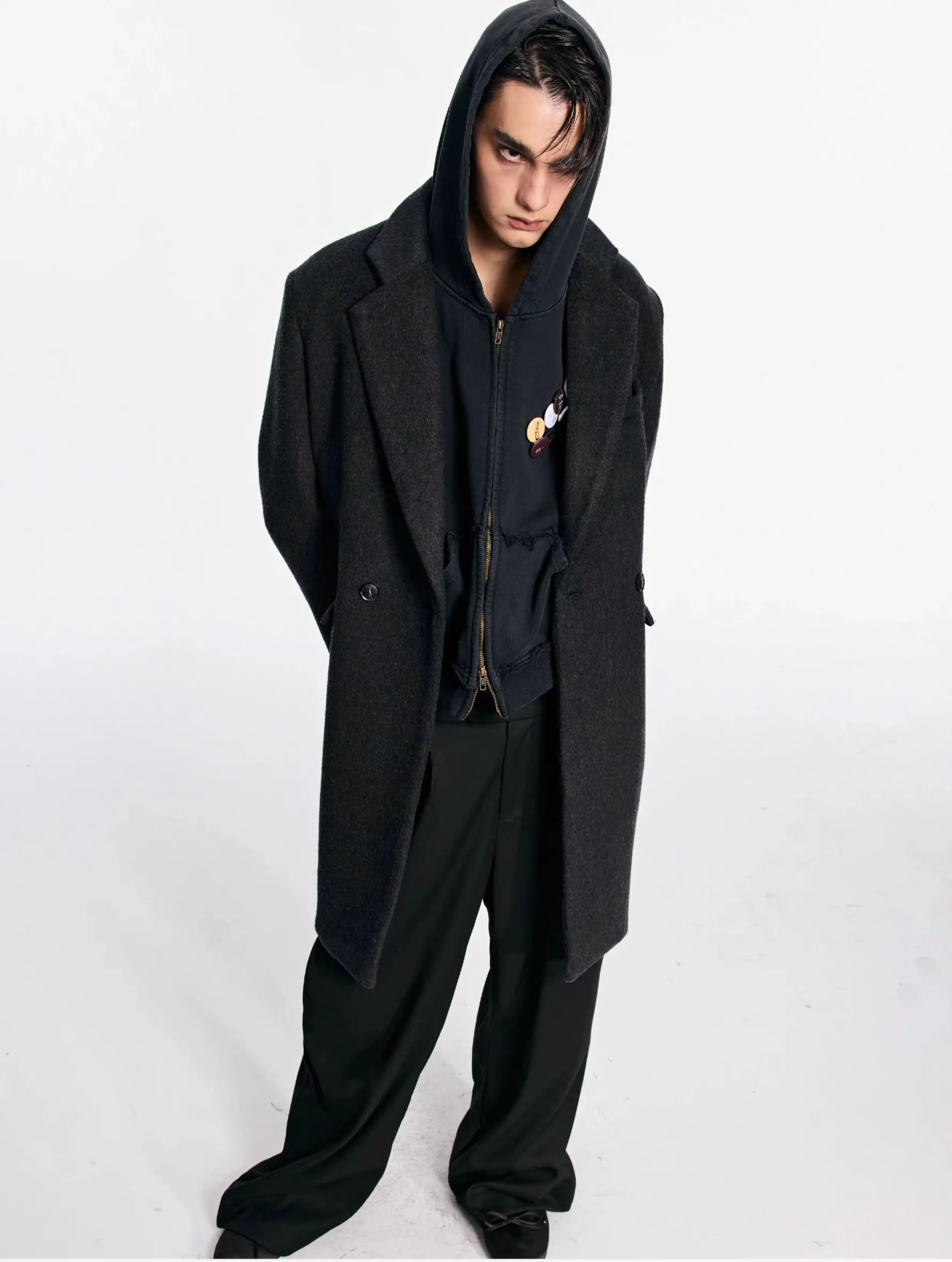 Wool & cashmere mid-length coat