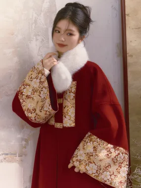 Yanhuo Nian Nian 烟火年年 Yearly Fireworks Modernized Ming Brocade Buzi Pure Wool Coat & Mamian Skirt