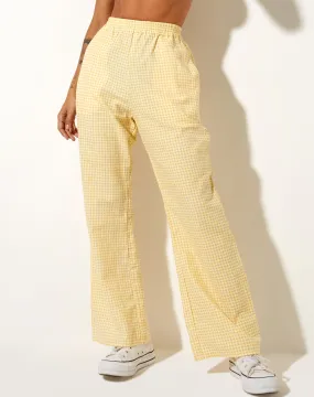 Yara Trouser in Lemon Gingham Yellow