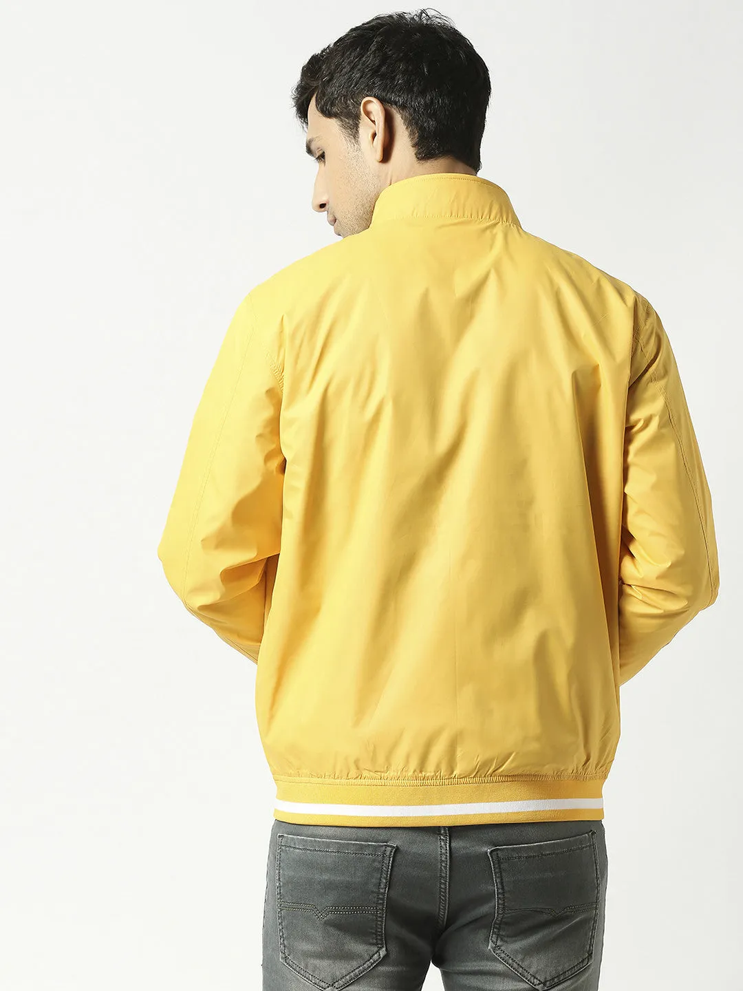 Yellow Bomber Jacket with White Trim