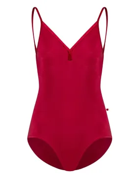 Yumiko Daria with Velvet V-Front & Back Camisole Leotard - Womens - Berry / Dark Red