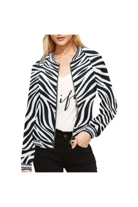 Zebra Print Bomber Jacket for Women