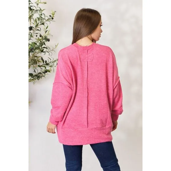 Zenana Full Size Center Seam Long Sleeve Sweatshirt