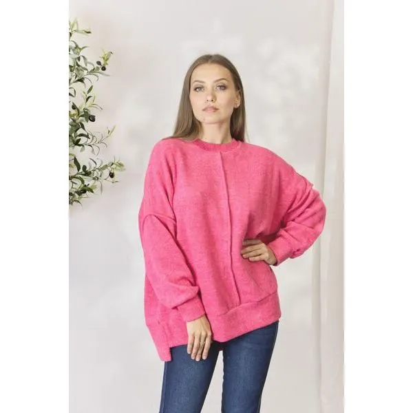 Zenana Full Size Center Seam Long Sleeve Sweatshirt